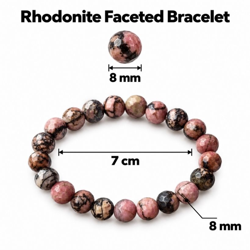 Rhodonite Faceted Bracelet 8mm (1) rhodonite faceted bracelet 8mm