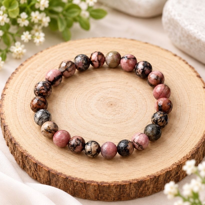 Rhodonite Faceted Bracelet 8mm (2) rhodonite faceted bracelet 8mm