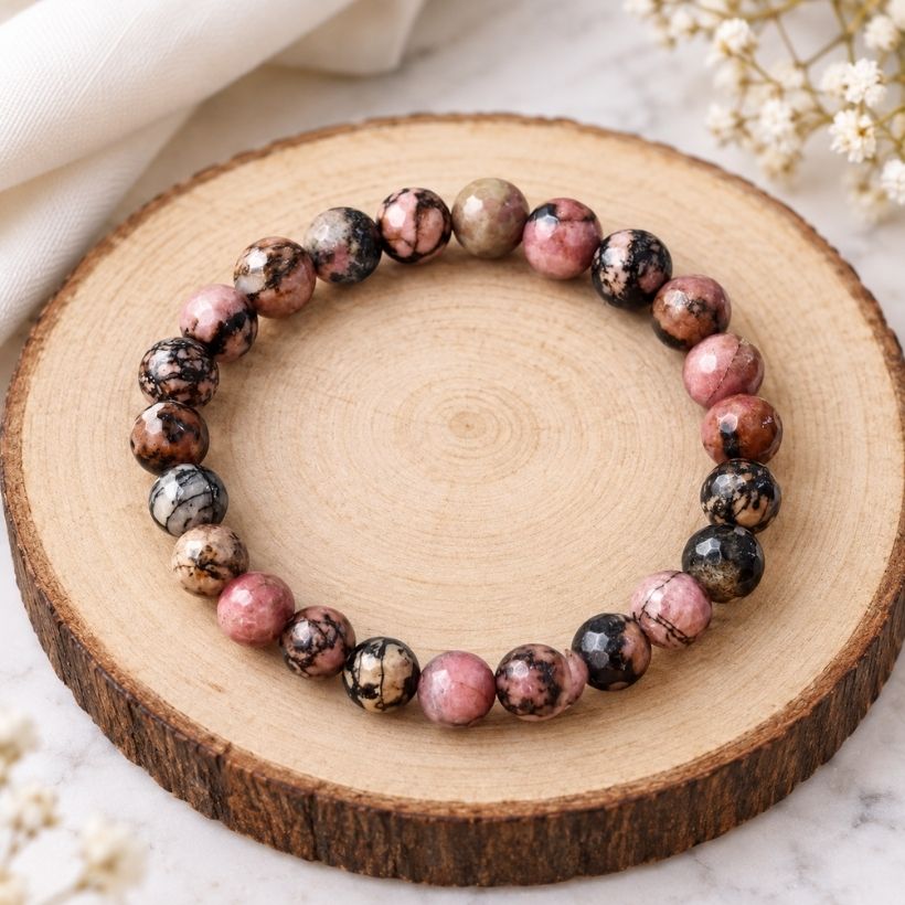Rhodonite Faceted Bracelet 8mm (3) rhodonite faceted bracelet 8mm