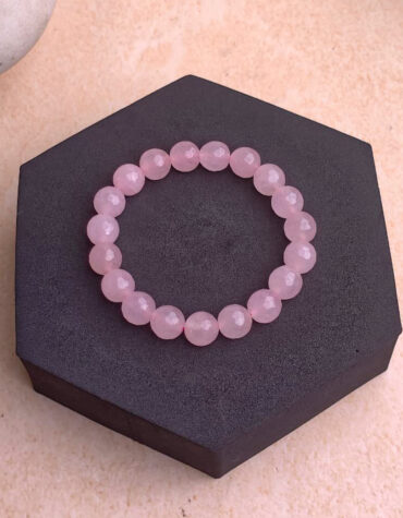 rose quartz faceted round beads bracelet