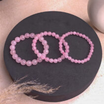 rose quartz faceted round beads bracelet