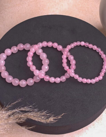 rose quartz faceted round beads bracelet