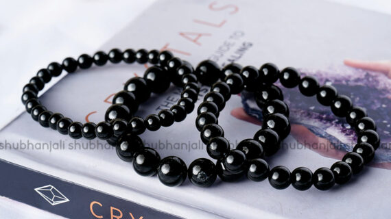 Black Tourmaline Round Beads Bracelet