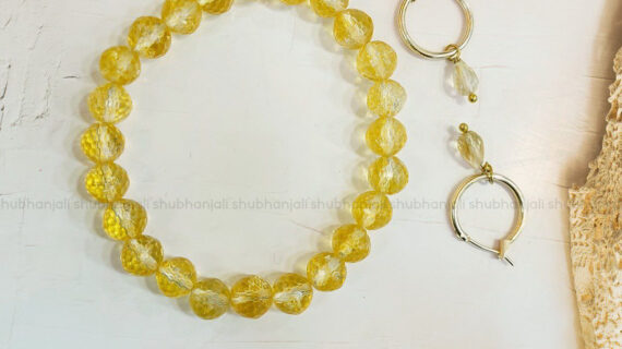 Citrine Faceted Bracelet And Drop Earring Set