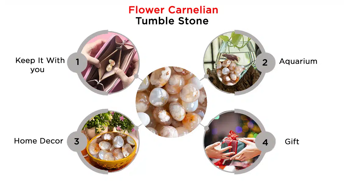 Natural Flower Carnelian Tumble Stone