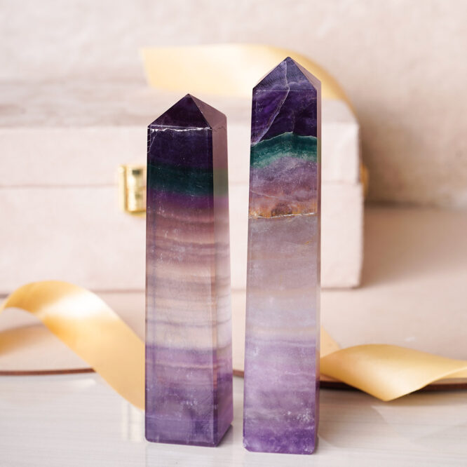 Natural Multi Fluorite Crystal Tower Point