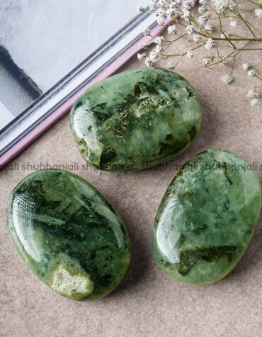 Natural Prehnite Oval Shape Crystal Palmstone