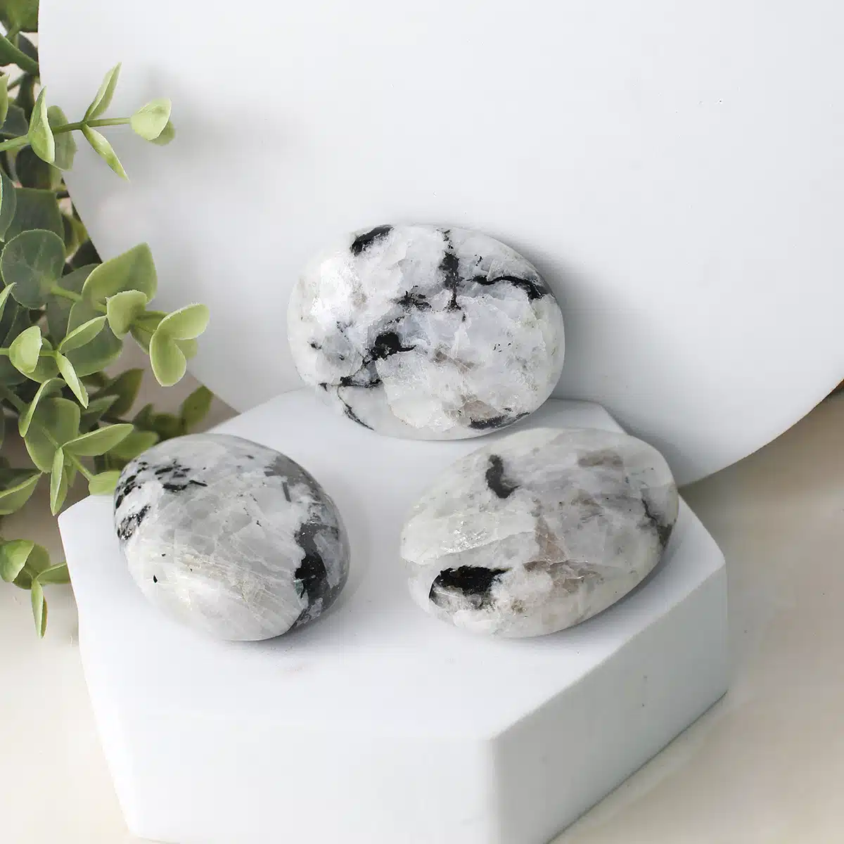 Shubhanjali-Rainbow Moonstone Palm Stone_1 Shop Rainbow Moonstone Palm Stone