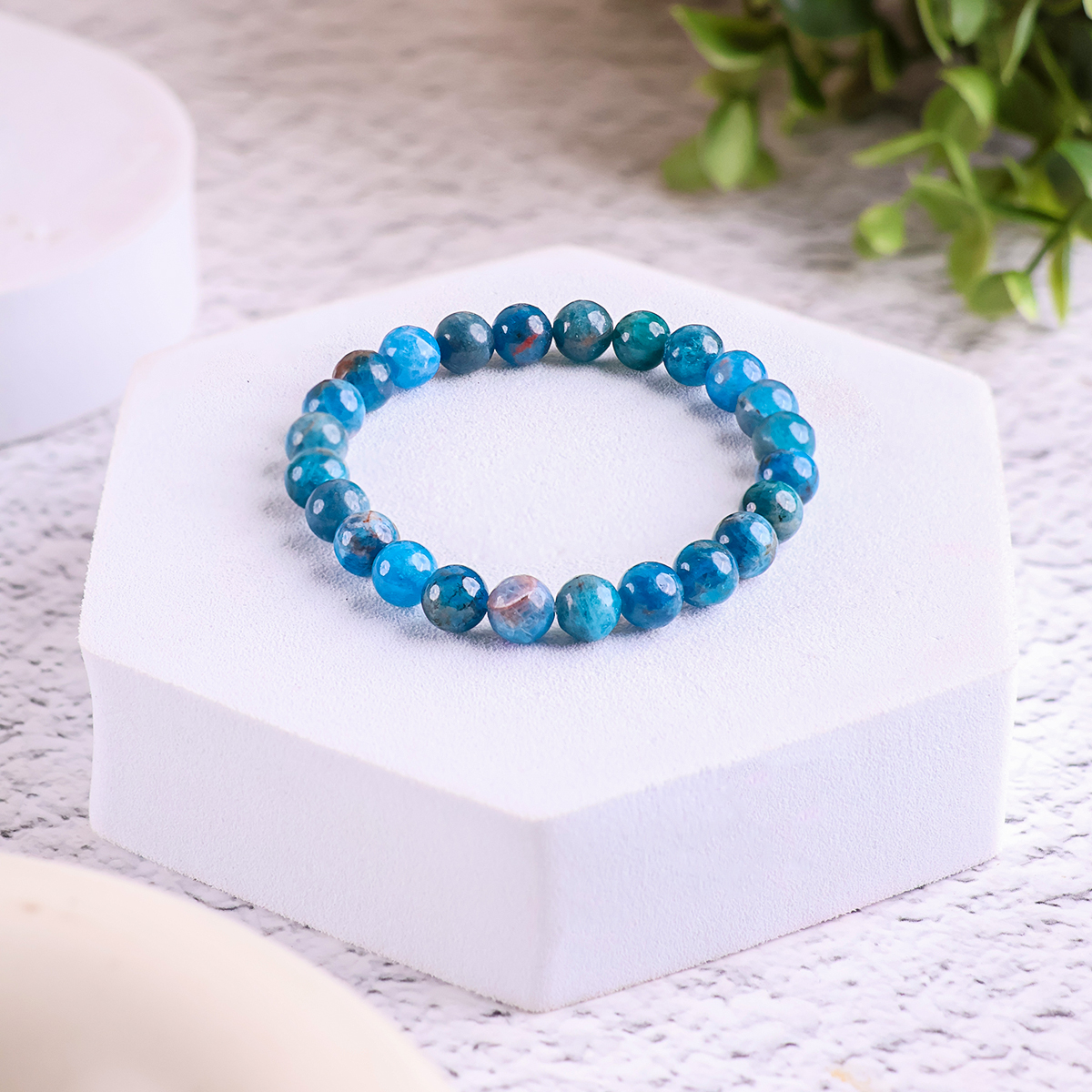 Blue Apatite (2) blue apatite bracelet 6 mm
