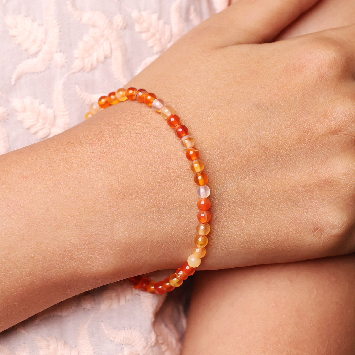 Red Carnelian Round Beads Bracelet (1)