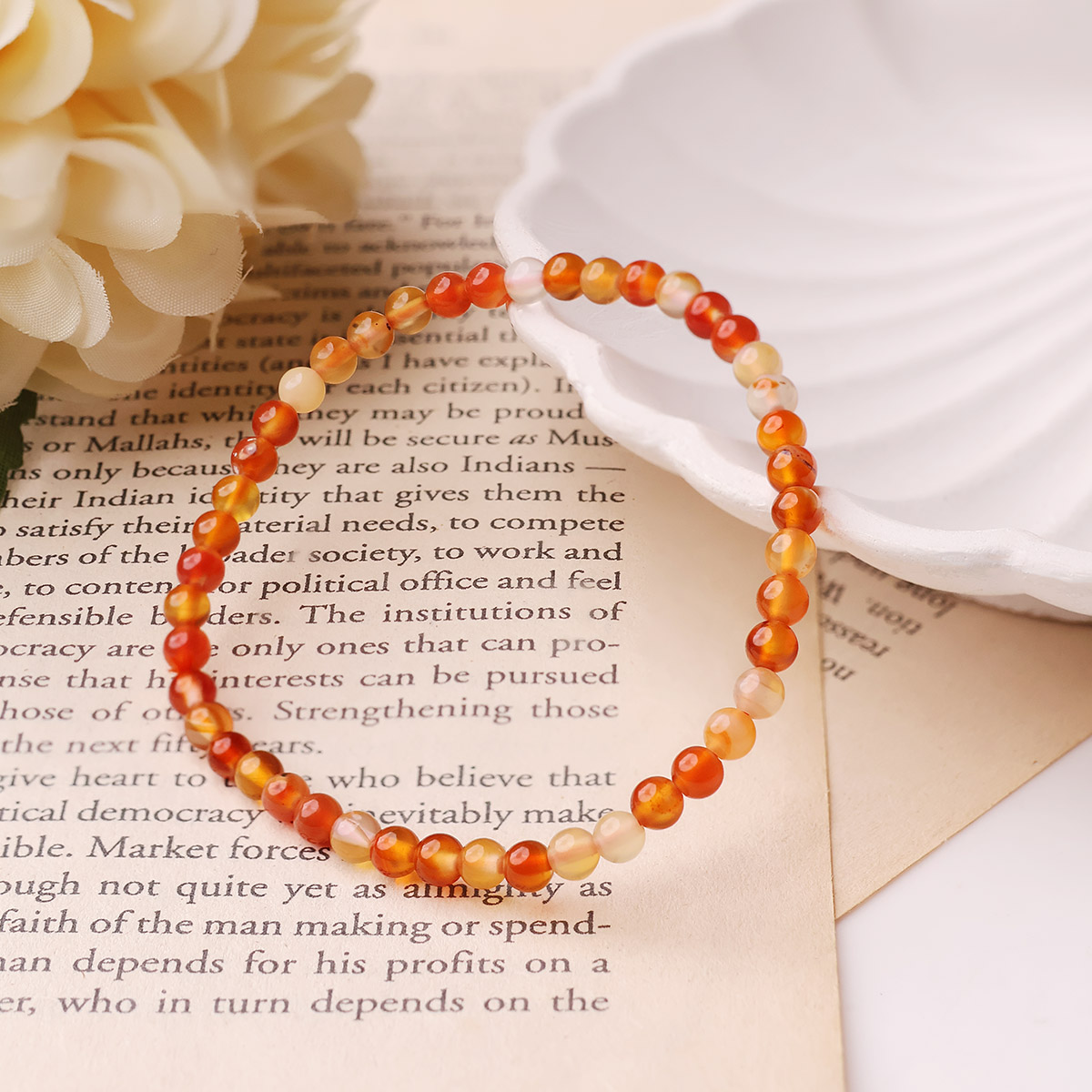 Red Carnelian Round Beads Bracelet (8)