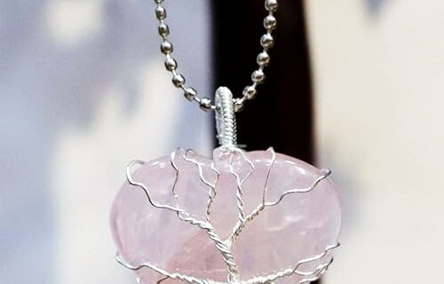 Rose Quartz Heart Wire Wrapped Pendant