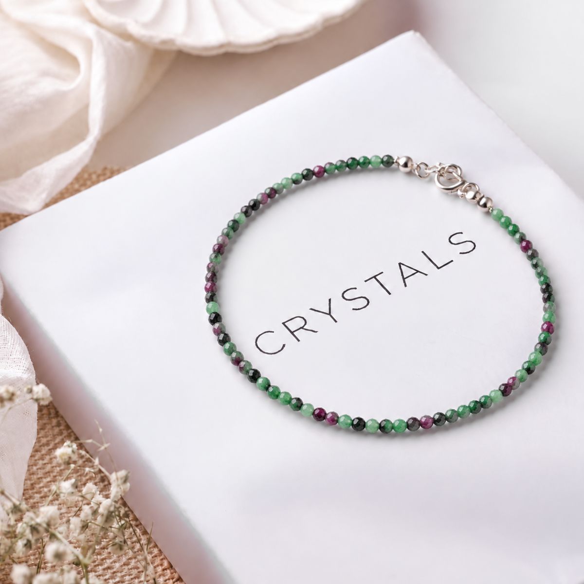 Ruby Zoisite Crystal Anklet 2mm (2) ruby zoisite crystal anklet 2mm