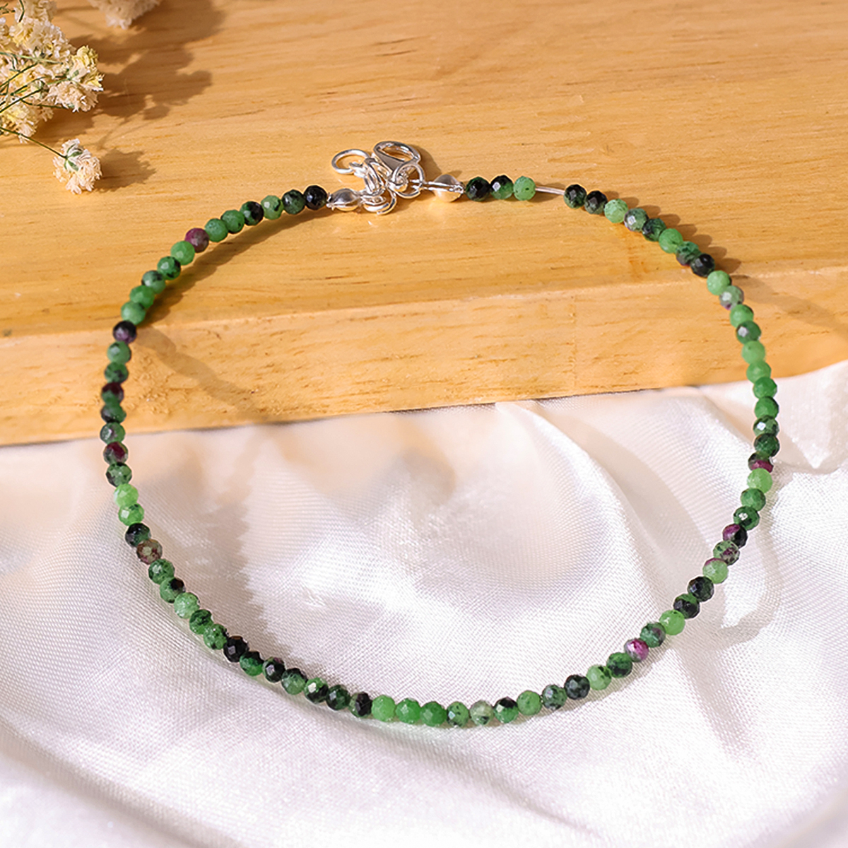Ruby Zoisite Faceted Bracelet 2mm-Shubhanjali Store (1) ruby zoisite crystal anklet