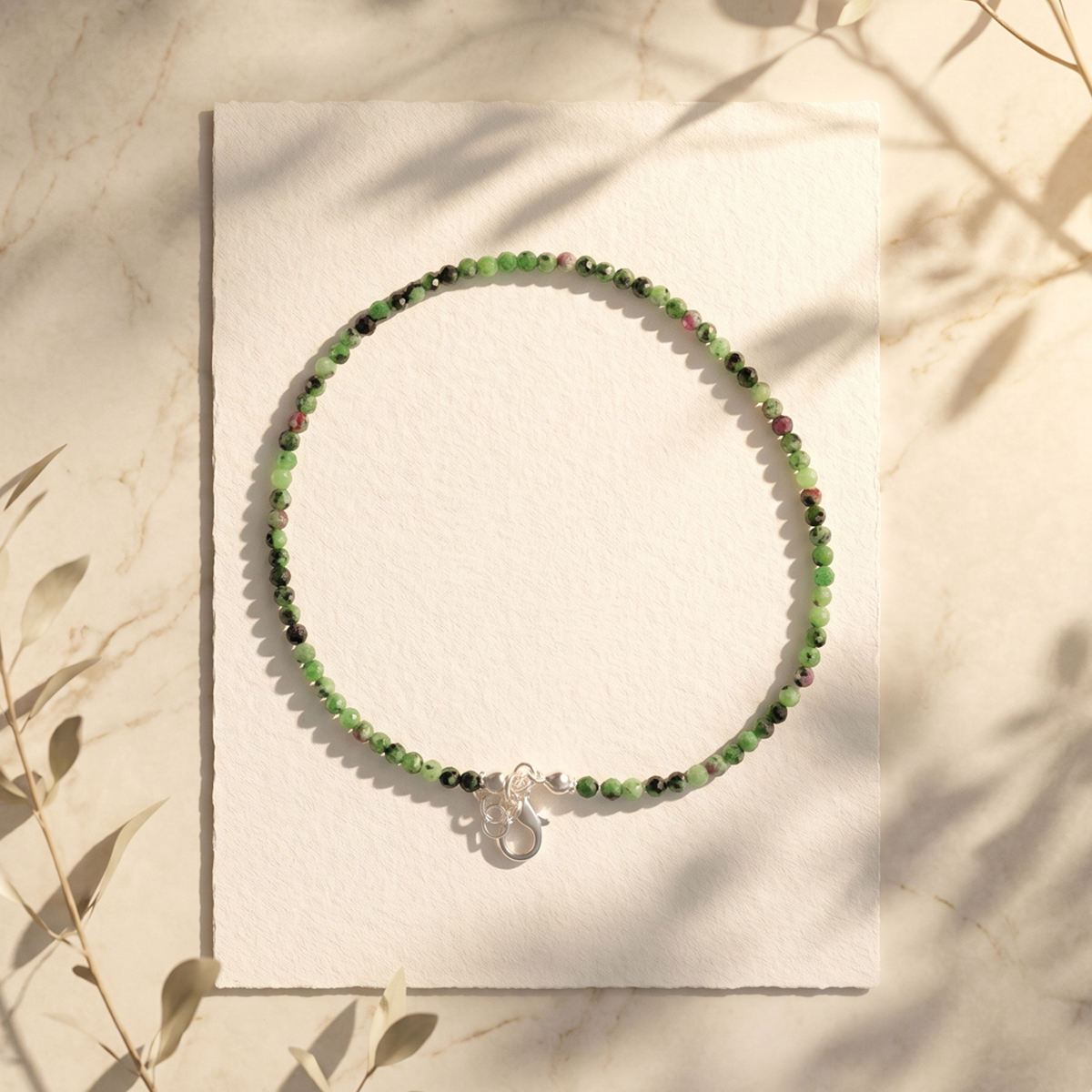 Ruby Zoisite Faceted Bracelet 2mm-Shubhanjali Store (3) ruby zoisite crystal anklet