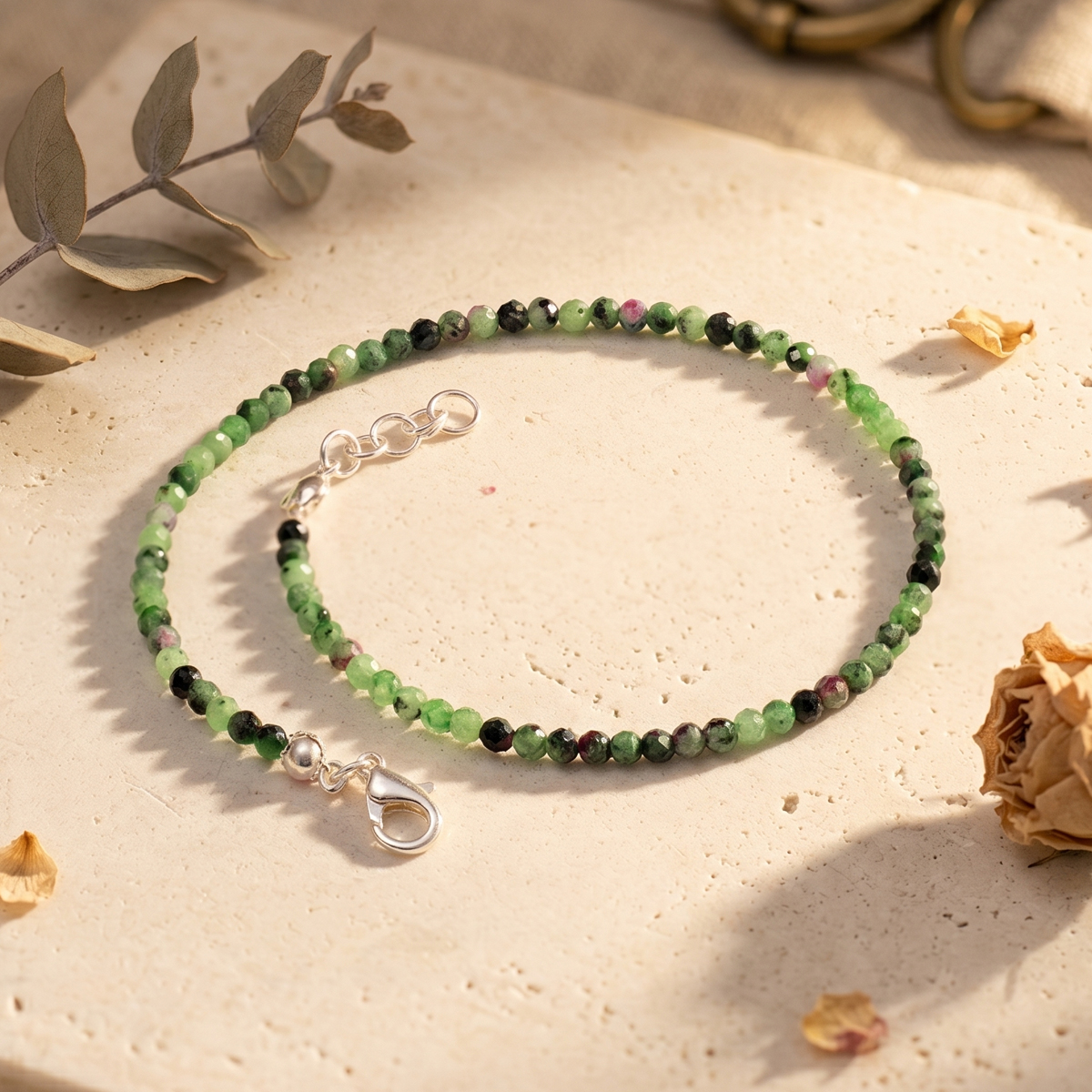 Ruby Zoisite Faceted Bracelet 2mm-Shubhanjali Store (4) ruby zoisite crystal anklet