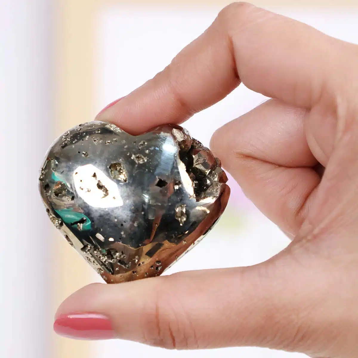 Shubhanjali-Pyrite Cluster In Heart Shape (2) Shop Pyrite Cluster In Heart Shape High Energy Chakra Crystal