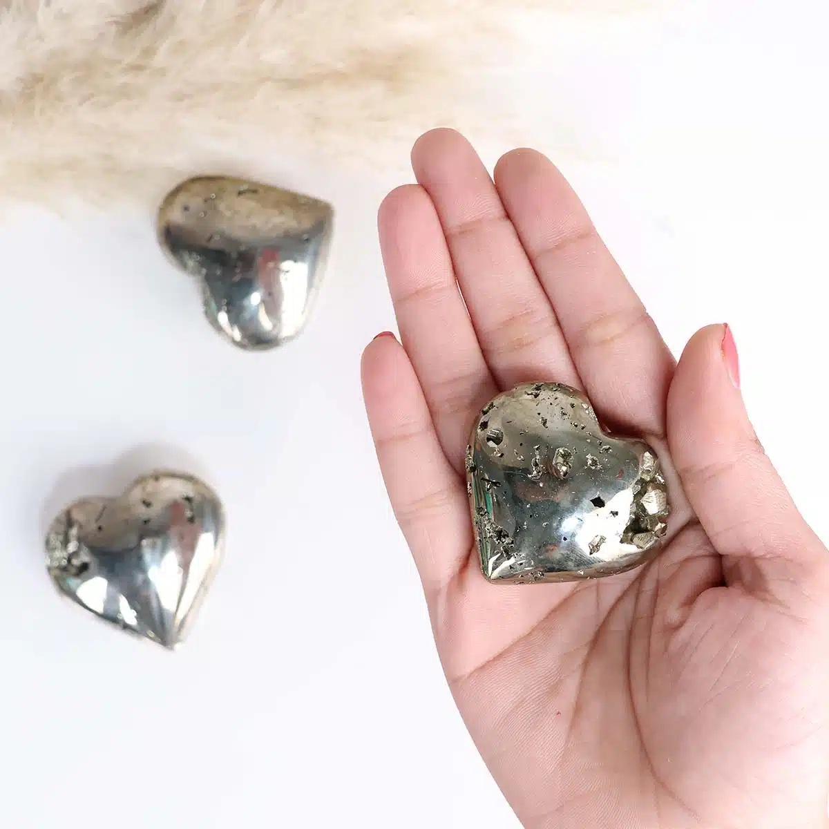 Shubhanjali-Pyrite Cluster In Heart Shape (4) Shop Pyrite Cluster In Heart Shape High Energy Chakra Crystal