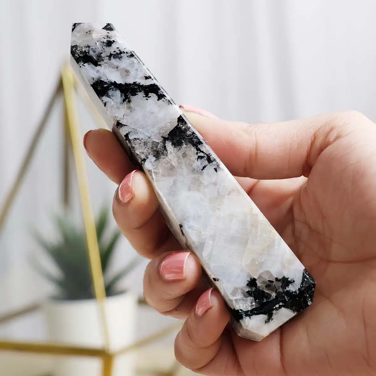 Shubhanjali-Rainbow Moonstone Tower Point Rainbow Moonstone Tower Point, Stick, Meditation