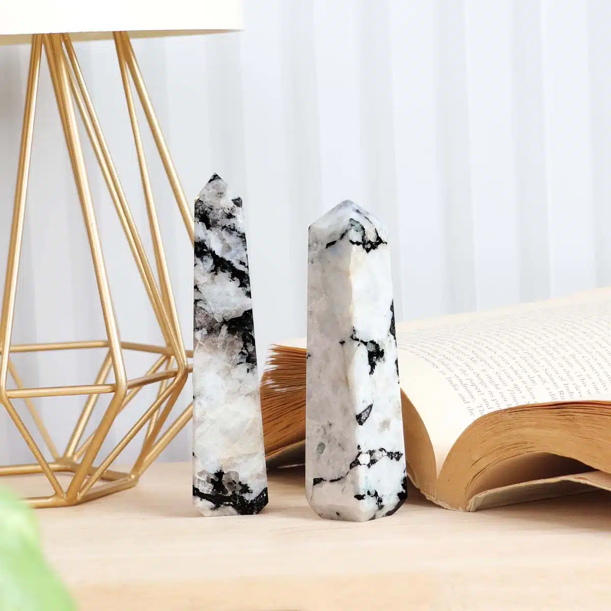 Shubhanjali-Rainbow Moonstone Tower Point_2 Rainbow Moonstone Tower Point, Stick, Meditation