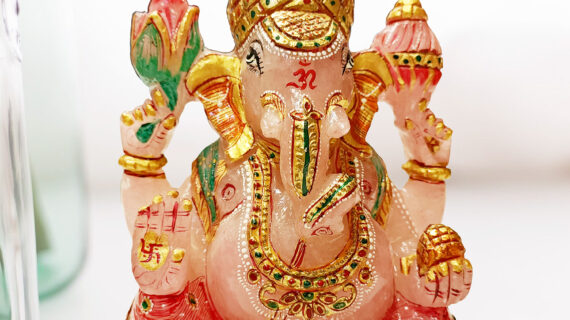 Rose Quartz Ganesha Crystal Stone Idol