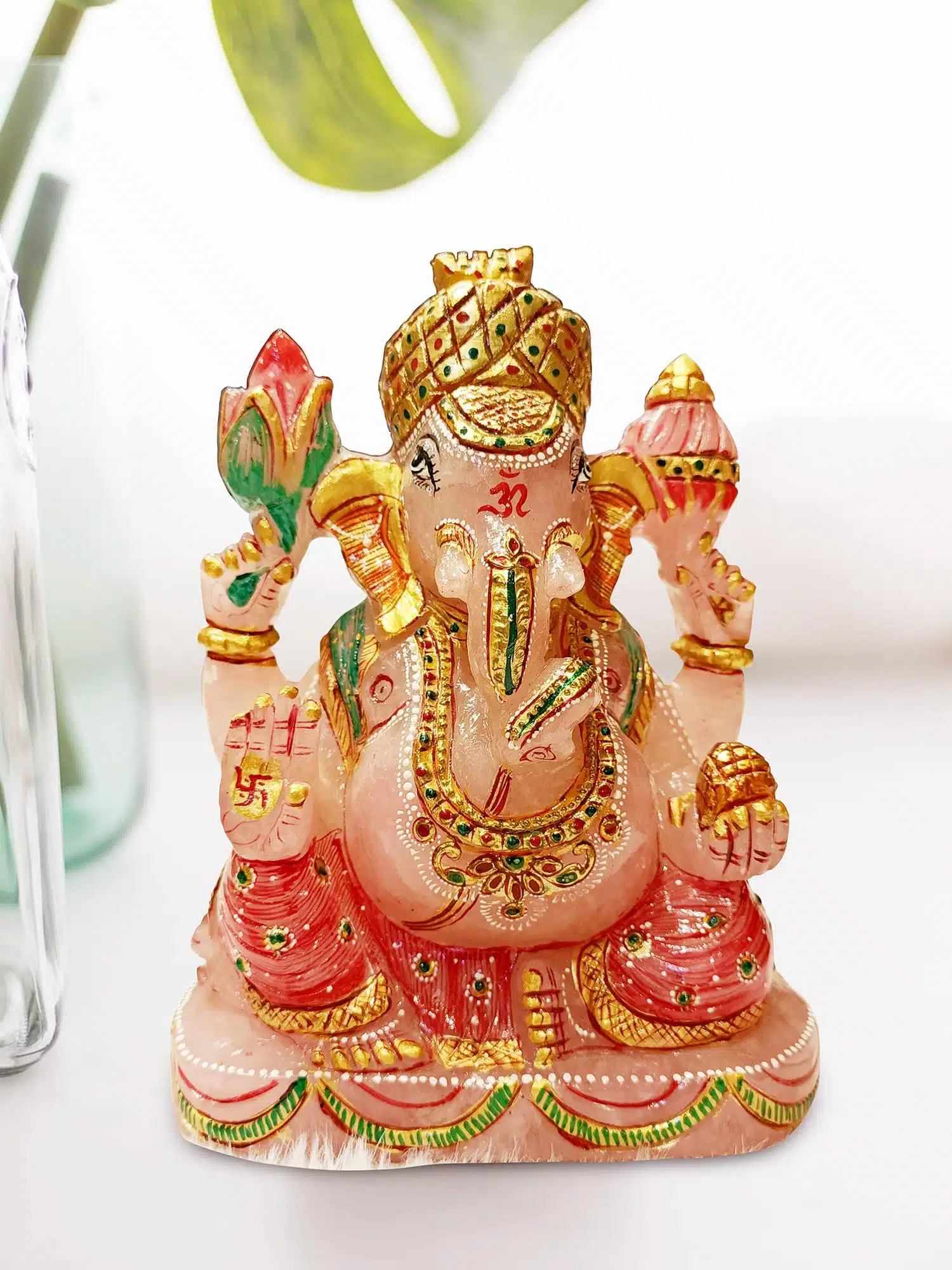 Shubhanjali-Rose Quartz Lord Ganesh-1 Rose Quartz Lord Ganesh