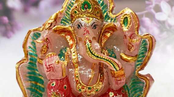 Rose Quartz Ganesha Crystal Stone Idol