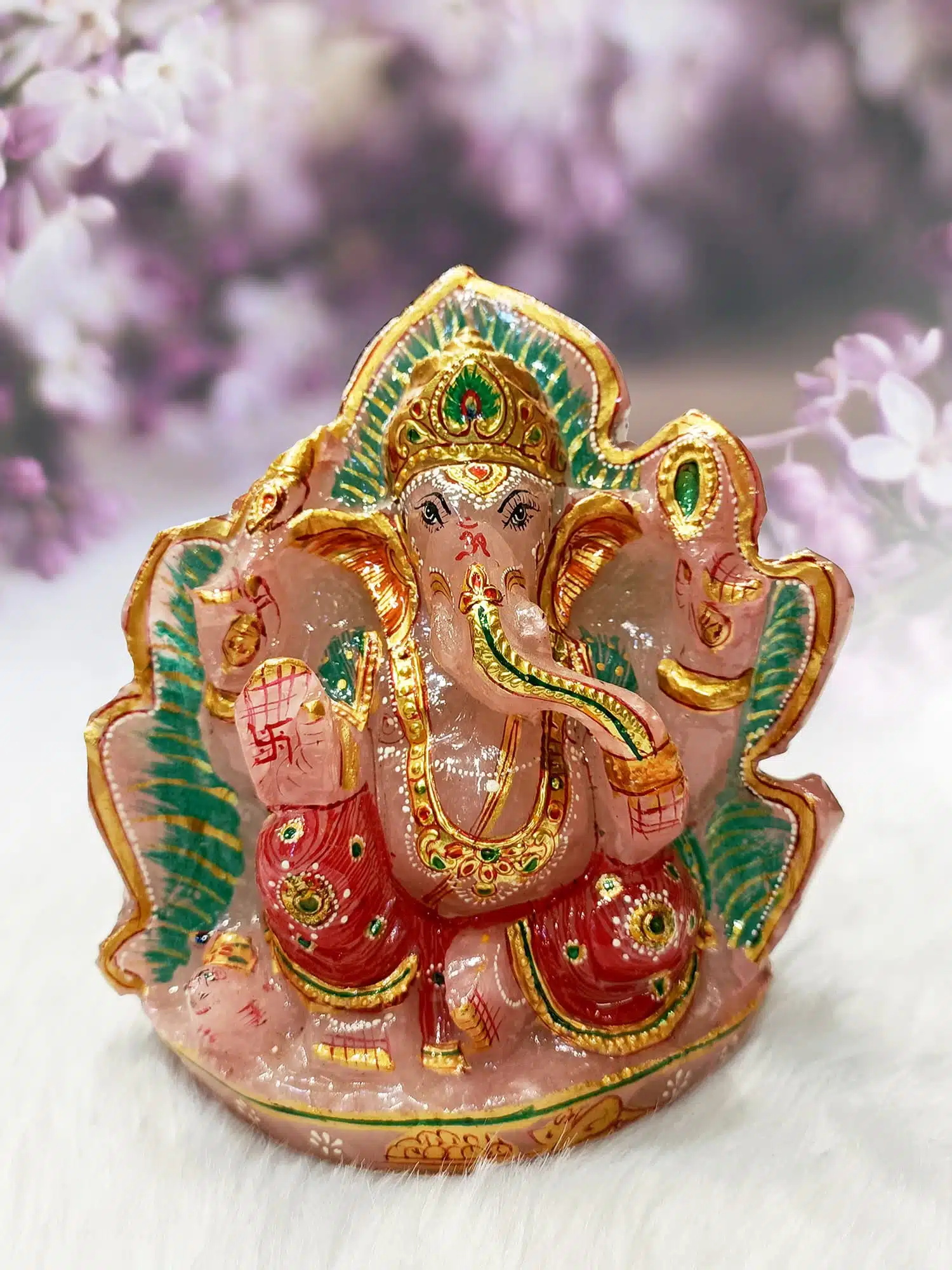 Shubhanjali-Rose Quartz Stone Ganesha Rose Quart Ganesh