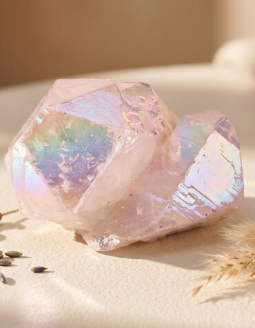 angel aura quartz cluster raw stone