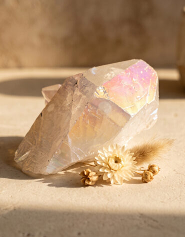 angel aura quartz cluster raw stone