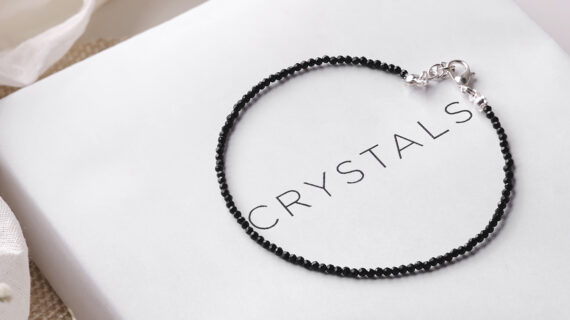 Black Tourmaline Crystal Stone Anklet For Stress, Protection Girls / Women