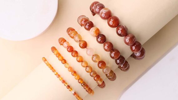 Red Carnelian Round Beads Bracelet