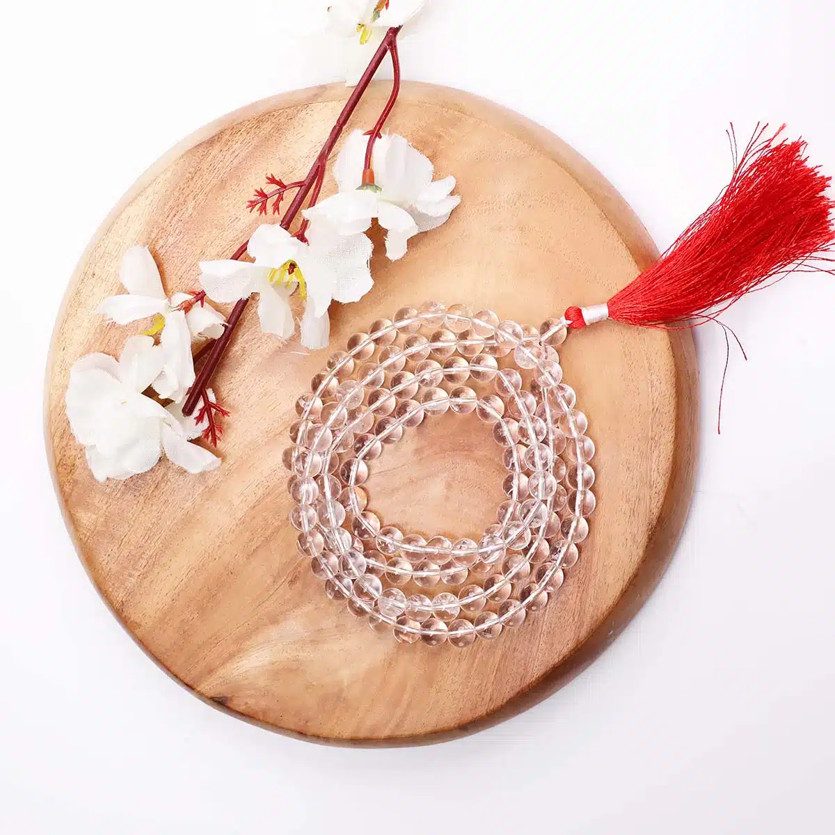 Clear Quartz Round Stone 108+1 Beads Jaap Mala-Shubhanjali (2) Shop Crystal Clear Quartz Round Stone 108+1 Beads Jaap Mala