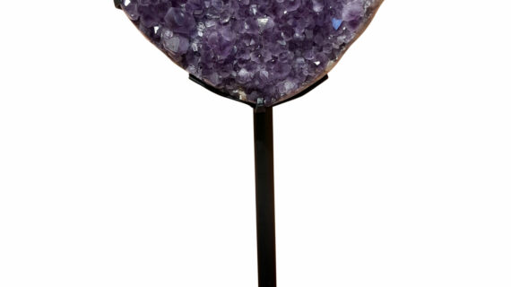 Amethyst Crystal Heart Big Geode, Amethyst Cluster Point Druzy Heart Cluster on Stand