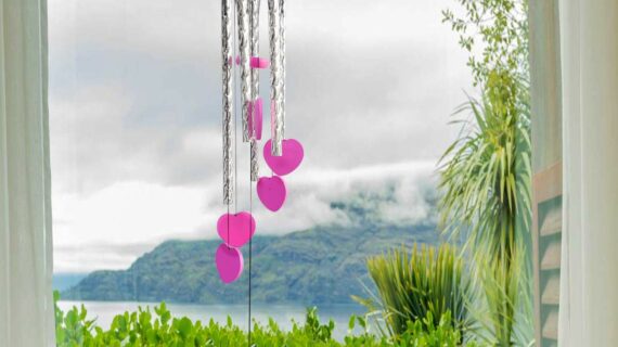 Pink Heart Wind Chimes, Wind Chime for Positive Energy