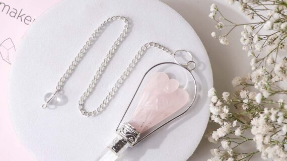 Rose Quartz Angel Pendulum, Dowser