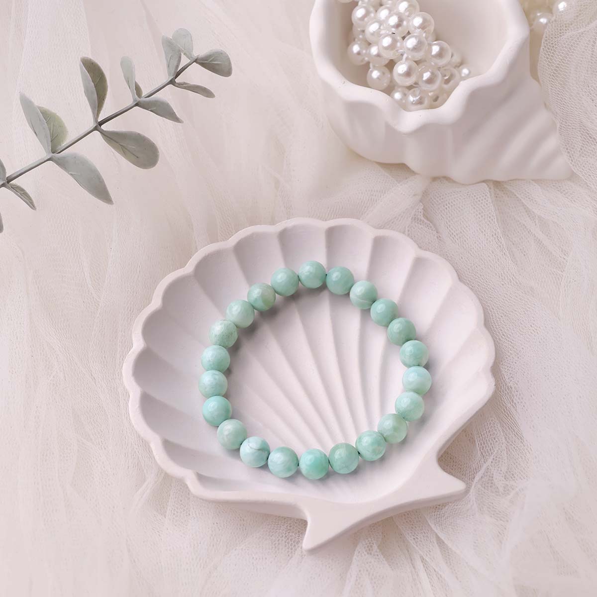 Larimar Bracelet – 8mm, Crystal for Calm, Anxiety, Meditation (2)