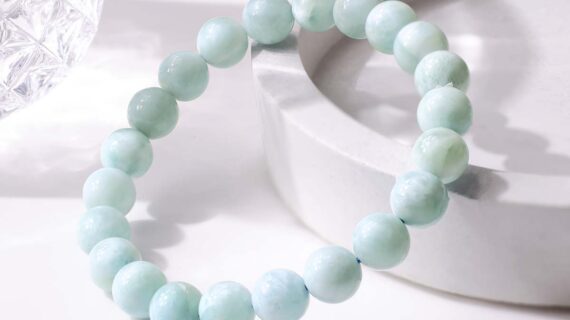 Larimar Bracelet – 8mm, Crystal for Calm, Anxiety, Meditation