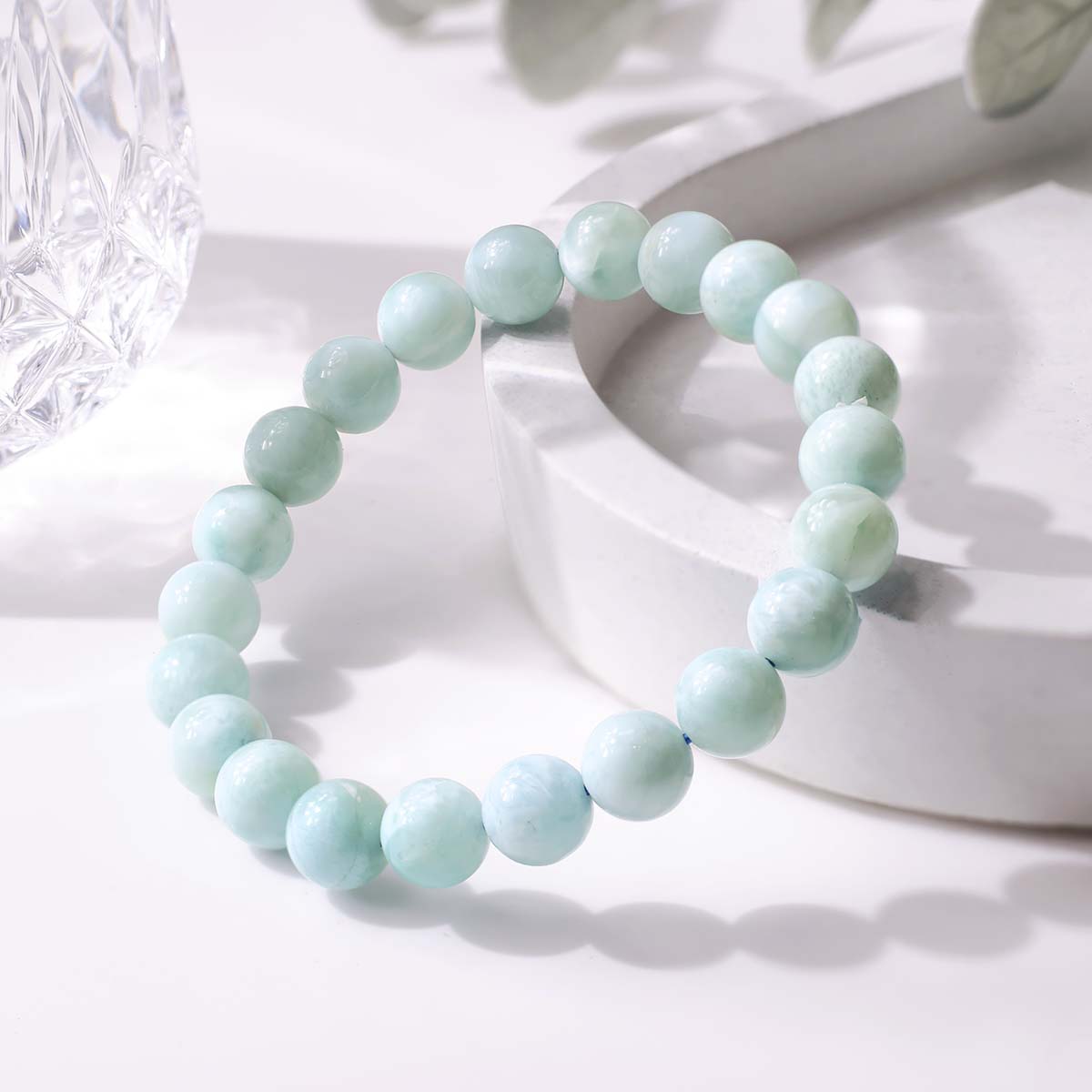 Larimar Bracelet – 8mm, Crystal for Calm, Anxiety, Meditation (4)