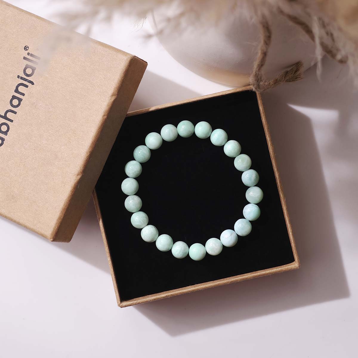 Larimar Bracelet – 8mm, Crystal for Calm, Anxiety, Meditation (6)