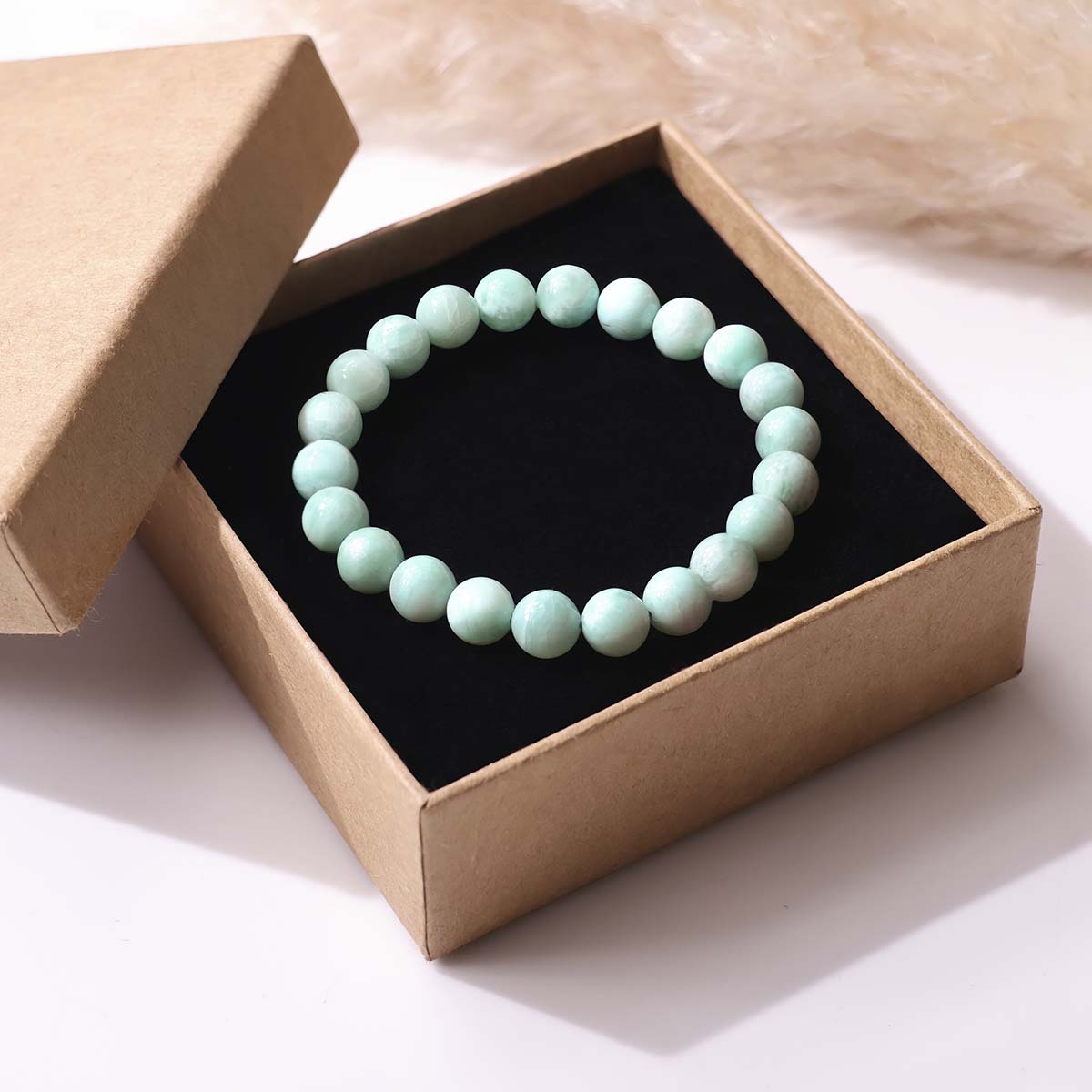 Larimar Bracelet – 8mm, Crystal for Calm, Anxiety, Meditation (7)