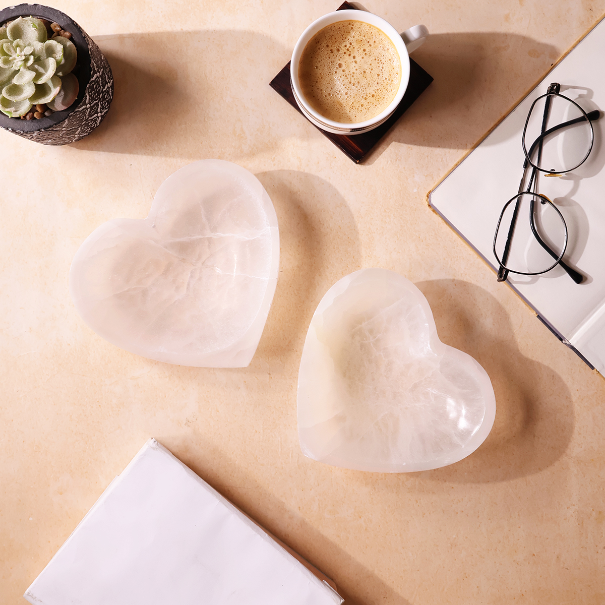 Selenite Heart Shape Bowl, Crystal for Cleansing, Charging (1)