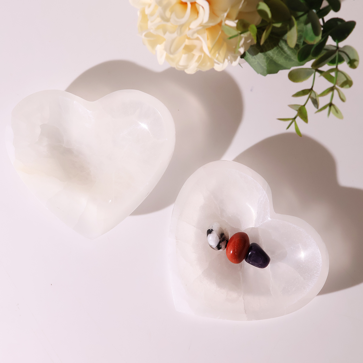 Selenite Heart Shape Bowl, Crystal for Cleansing, Charging (2)
