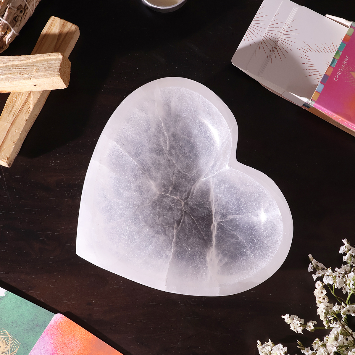Selenite Heart Shape Bowl, Crystal for Cleansing, Charging (6)