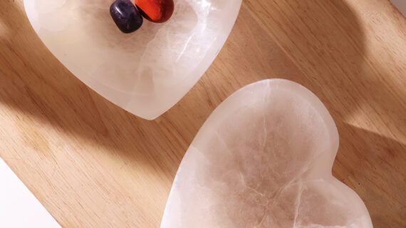 Selenite Heart Bowl Big