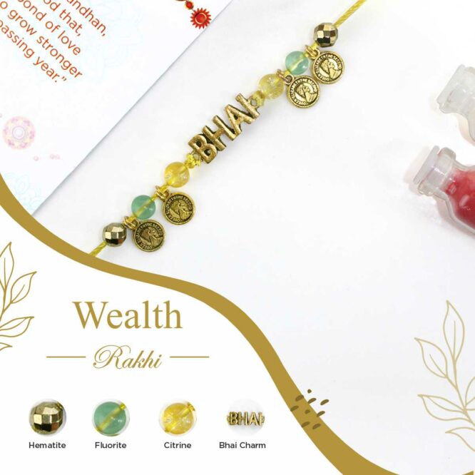 Bhai Wealth Rakhi, Rakhi for Wealth Abundance, Crystal Rakhi for Bhaiya