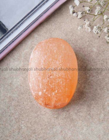 Orange Selenite Palm Stone Crystal for Cleansing Aura, Protection, Energising