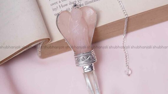 Rose Quartz Angel Pendulum, Dowser