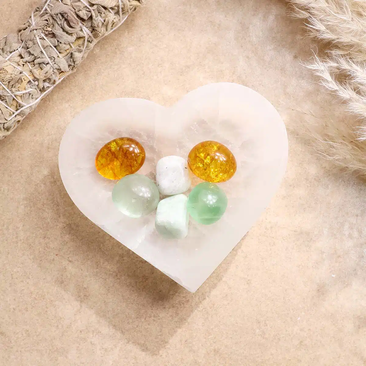 Shubhanjali-Selenite Heart Shape Bowl (3) Selenite Heart Shape Bowl, Crystal for Cleansing, Charging