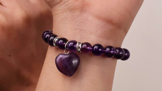 Amethyst Bracelet With Mini Heart Charm